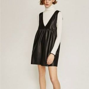 Preowned black faux leather Zara Knit dress